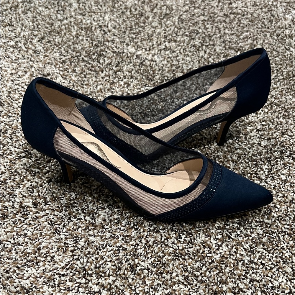Nina Black Mesh Women's Heels